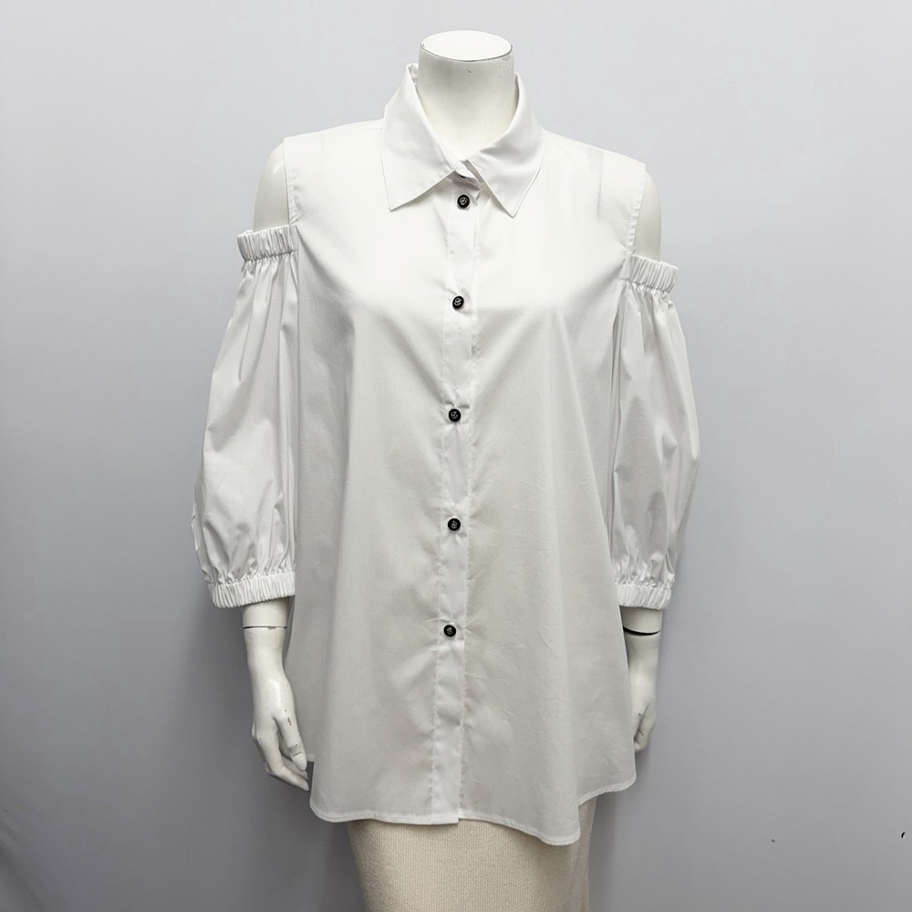IC by Connie K Shirt Top White Cold Shoulders NWT $169.00 Size Large L